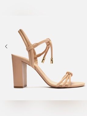 Arezzo Nude Block Heel Sandal with Knot Strap